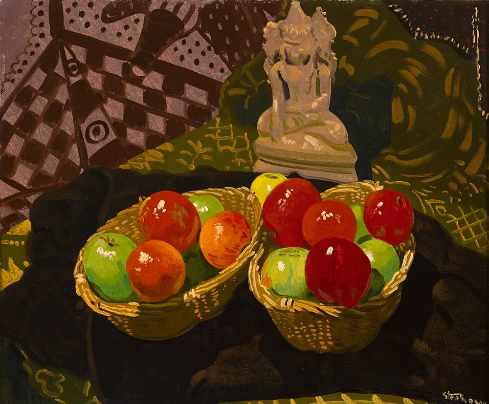 STILL LIFE WITH FRUIT by Desmond Stephenson, oil on board, sold Jun 2022
