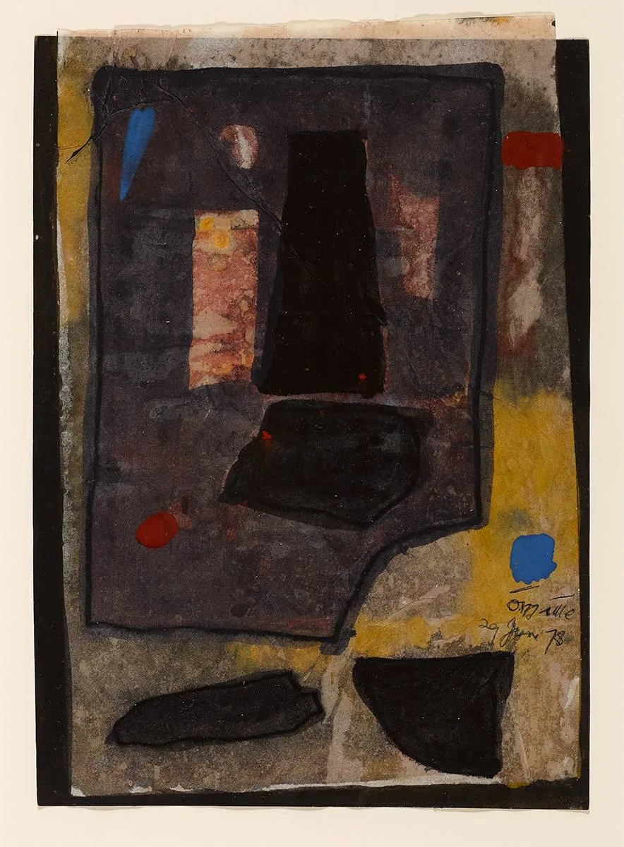 UNTITLED by Tony O'Malley, 1978, watercolour and gouache with collage element, offered Jun 2022