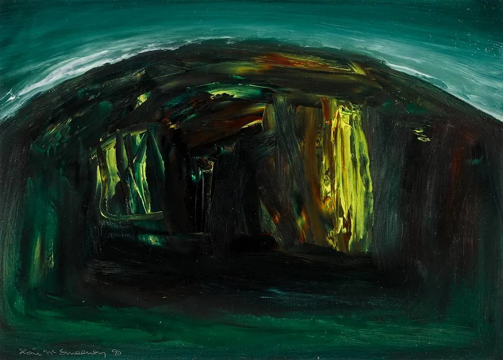 HILL FIELDS by Seán McSweeney, 1990, oil on board, sold Jun 2022