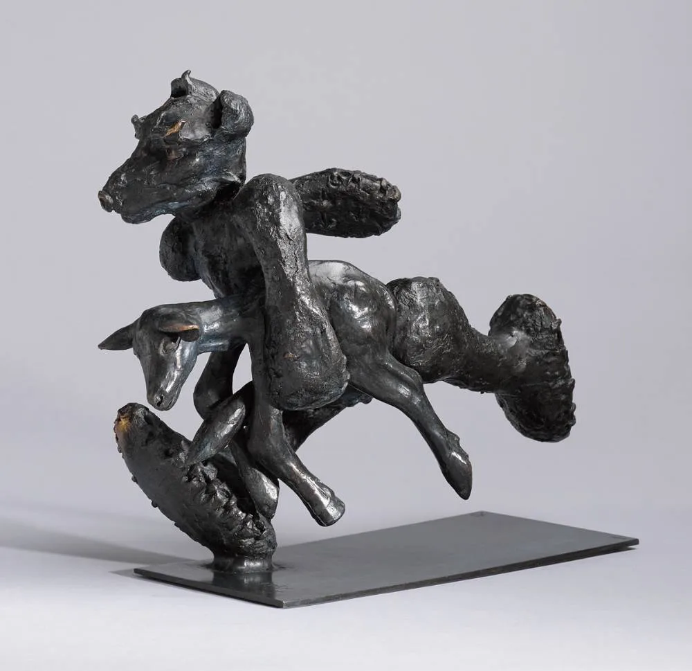 Patrick O'Reilly, BEAR WITH DEER, 2013, bronze; (unique)