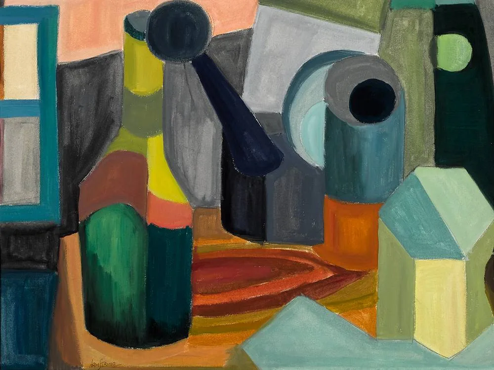 STILL LIFE WITH BOTTLE by Arthur Armstrong, pencil and gouache, sold Jun 2022