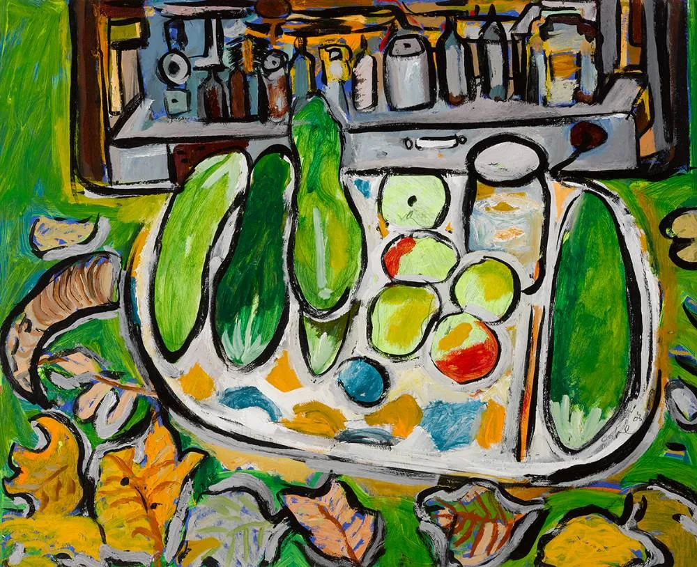 MARROW STILL LIFE by Elizabeth Cope, 2003, oil on board, sold Jun 2022