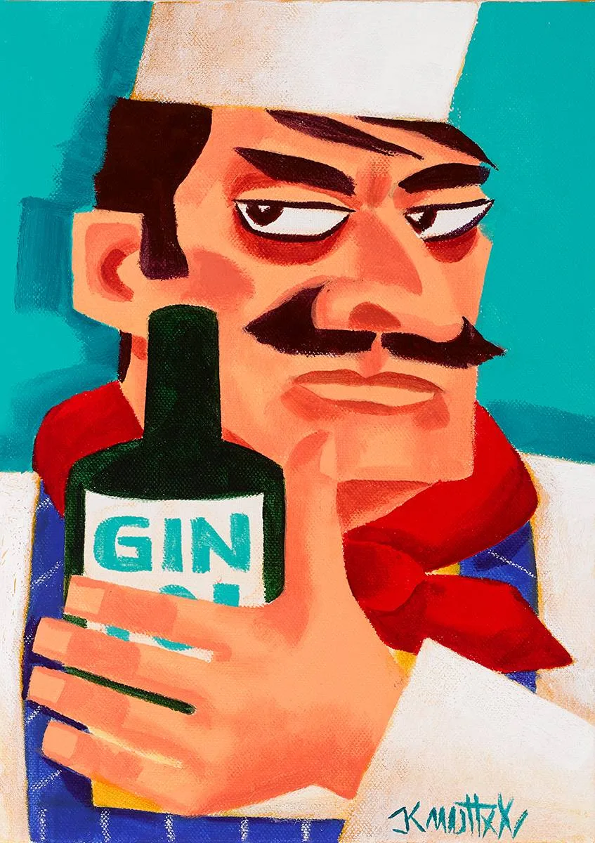 CHEF by Graham Knuttel, oil on canvas, sold Jun 2022