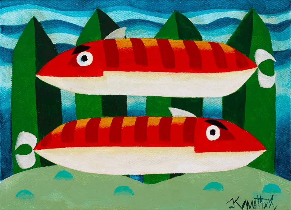 FISH by Graham Knuttel, oil on canvas, sold Mar 2022
