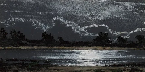 Ciaran Clear, MOONLIGHT ON THE ESTUARY, oil on canvas