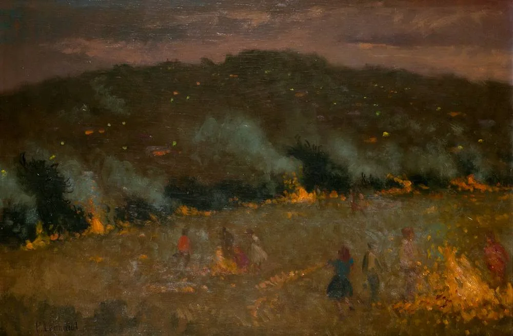 HALLOWEEN NIGHT by Patrick Leonard, oil on board, sold Mar 2022