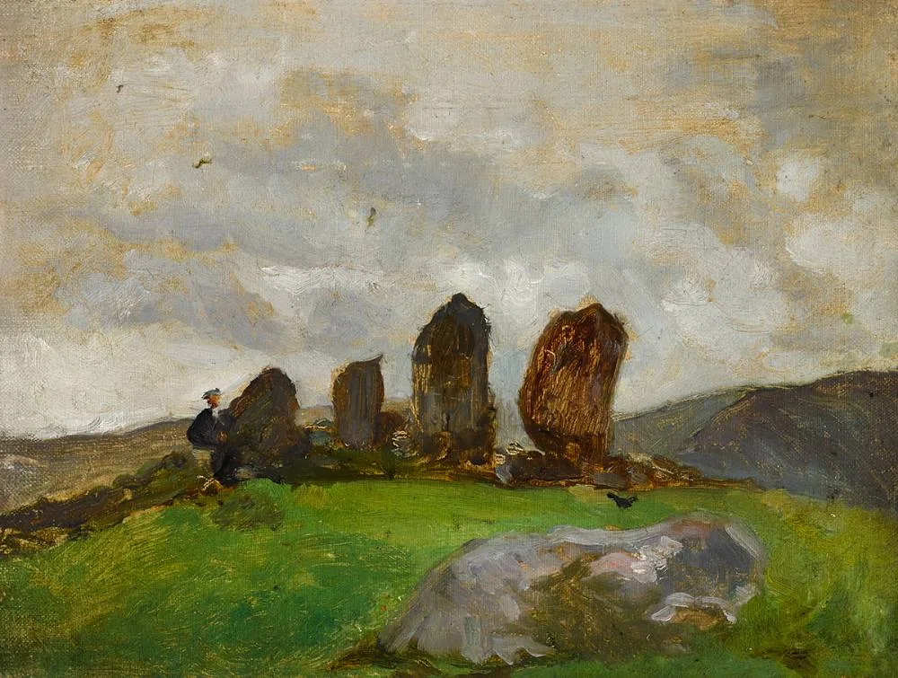 EIGHTERCUA STONE ROW, COUNTY KERRY by Estella Solomons, oil on board, sold Mar 2022