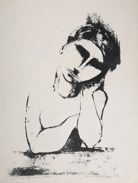 Leslie Mary MacWeeney, GIRL AT THE WINDOW, 1962, monochrome lithograph; (no. 27 from an edition of 70); (unframed)