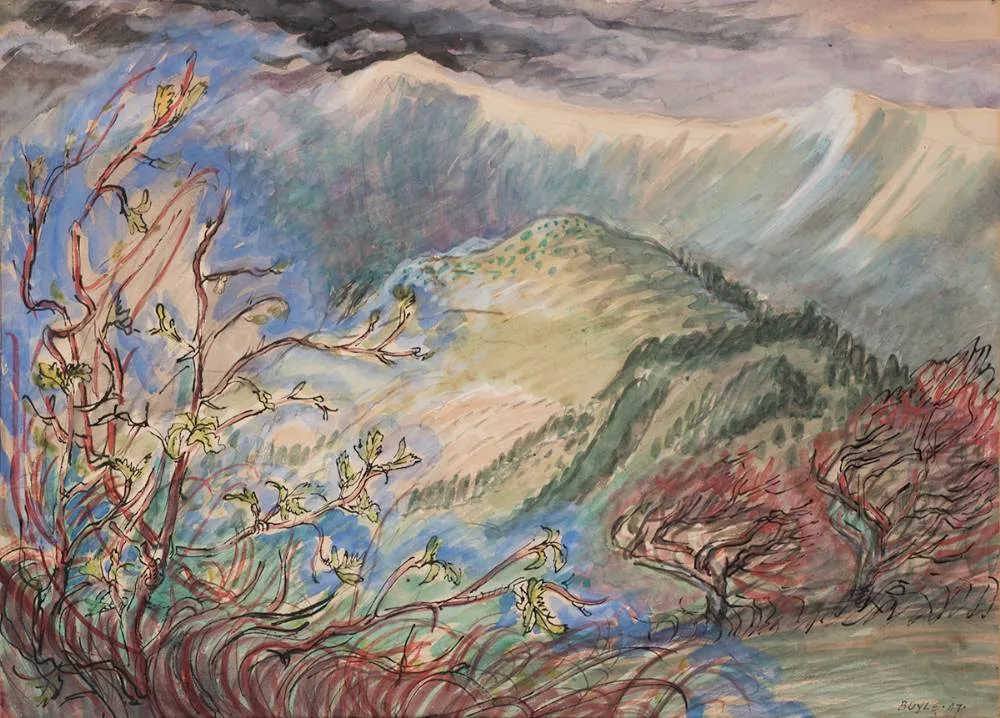 SWINSIDE by Alicia Boyle, 1947, ink and watercolour, sold Mar 2022