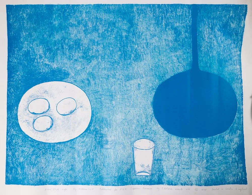 BLUE STILL LIFE by William Scott, 1975, lithograph in colours; (from an unknown edition size); (unframed), sold Mar 2022
