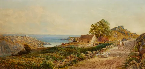 John Faulkner, THE COAST ROAD, watercolour heightened with bodycolour