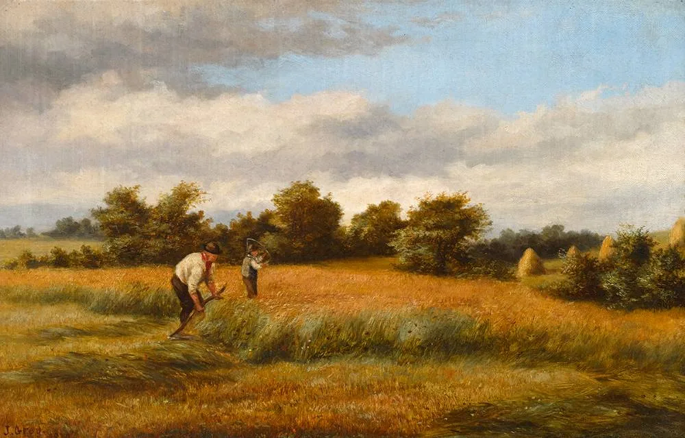 James Grey, THE REAPERS, VIEW NEAR FINGLAS, COUNTY DUBLIN, 1879, oil on canvas