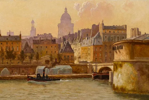 William Baptiste Baird, CORNER OF THE MORGUE, PANTHÉON IN THE DISTANCE, oil on board