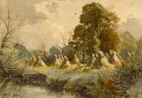Alfred Grey, RIVER SCENE WITH HAYSTACKS