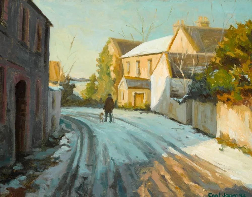 Carl Jones, WINTER WALK, 1992, oil on board