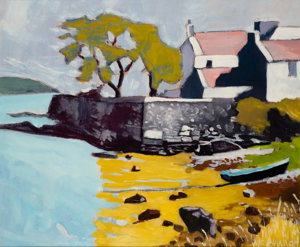 LARGE HOUSE, ROUNDSTONE, COUNTY GALWAY by David McDonagh, oil on board, sold Mar 2022