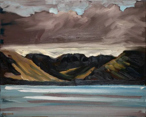 Rod Coyne, WATERVILLE AND BEYOND, oil on canvas; (unframed)