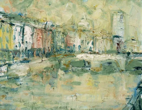VIEW OF O'CONNELL BRIDGE, DUBLIN by Leonard Sexton, oil on board, offered Mar 2022