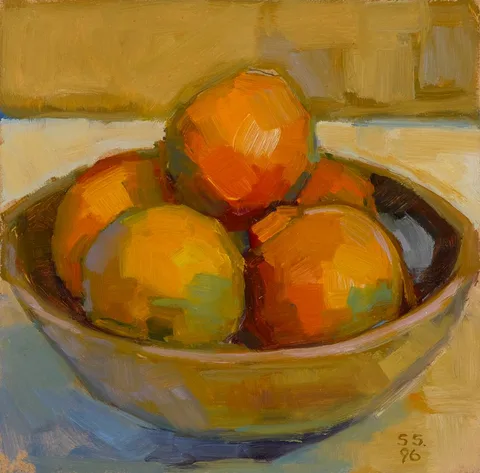 Sarah Spackman, SATSUMAS, 1996, oil on board