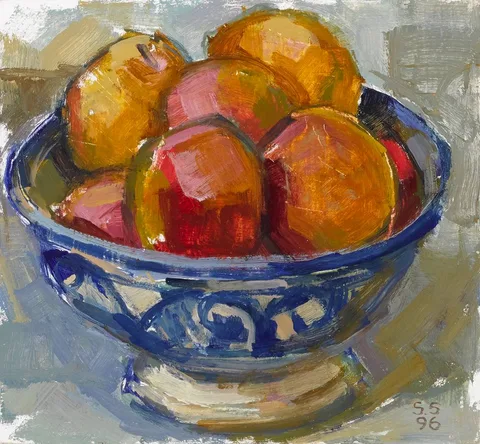 Sarah Spackman, PLUMS, 1996, oil on board