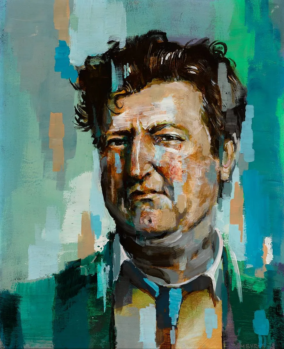 BRENDAN BEHAN by Tom Byrne, oil and acrylic on canvas, offered Mar 2022