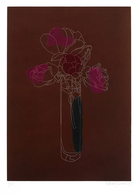 Derrick Greaves, STILL LIFE WITH ROSES, 1975, lithograph; (no. 16 from an edition of 25)