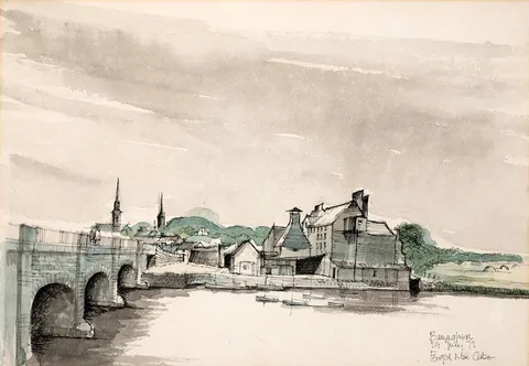 Fergal MacCabe, BANAGHER, COUNTY OFFALY, 1972, ink and watercolour