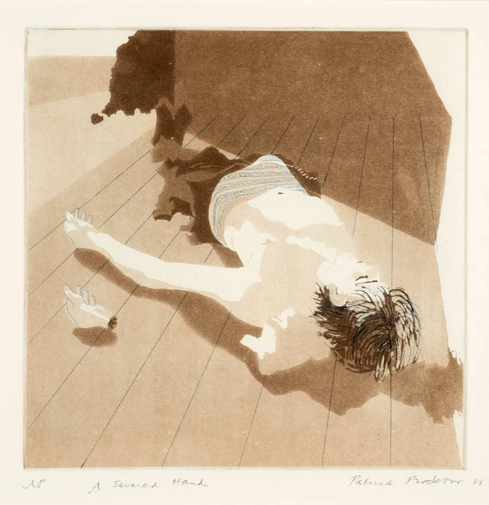 SEVERED HAND by Patrick Proctor, 1988, etching with aquatint; (artist's proof), offered Mar 2022