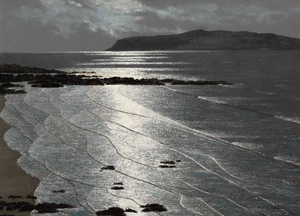 THE NIGHT TIDE by Ciaran Clear, oil on board, sold Mar 2022