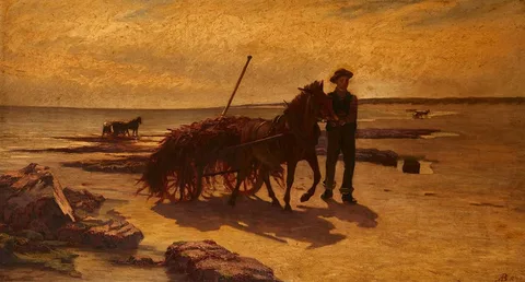 Augustus Nicholas Burke, SEAWEED GATHERERS, oil on canvas