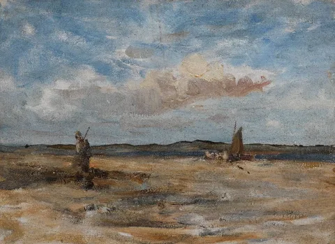 ON THE STRAND, MALAHIDE, COUNTY DUBLIN by Nathaniel Hone, oil on canvas laid on board, sold Mar 2022