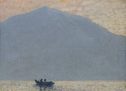 Paul Henry, LOBSTER FISHERMEN OFF ACHILL, c.1916-17, oil on canvas laid on board