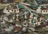 Kenneth Hall, COTTAGES AND GRAVEYARD, COUNTY DONEGAL