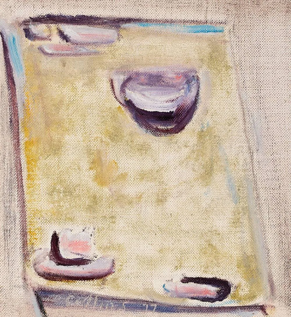 Patrick Collins, TEA THINGS, 1977, oil on canvas