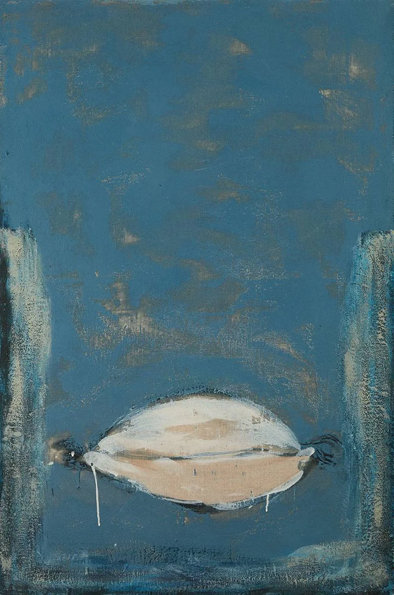 FISH by Helen Comerford, 2004, encaustic on canvas; (unframed), sold Mar 2022