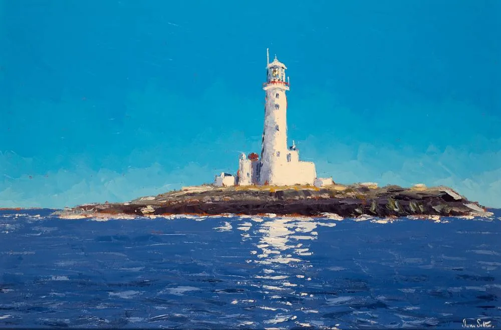 TUSKAR ROCK LIGHTHOUSE, COUNTY WEXFORD by Ivan Sutton, oil on board, sold Mar 2022