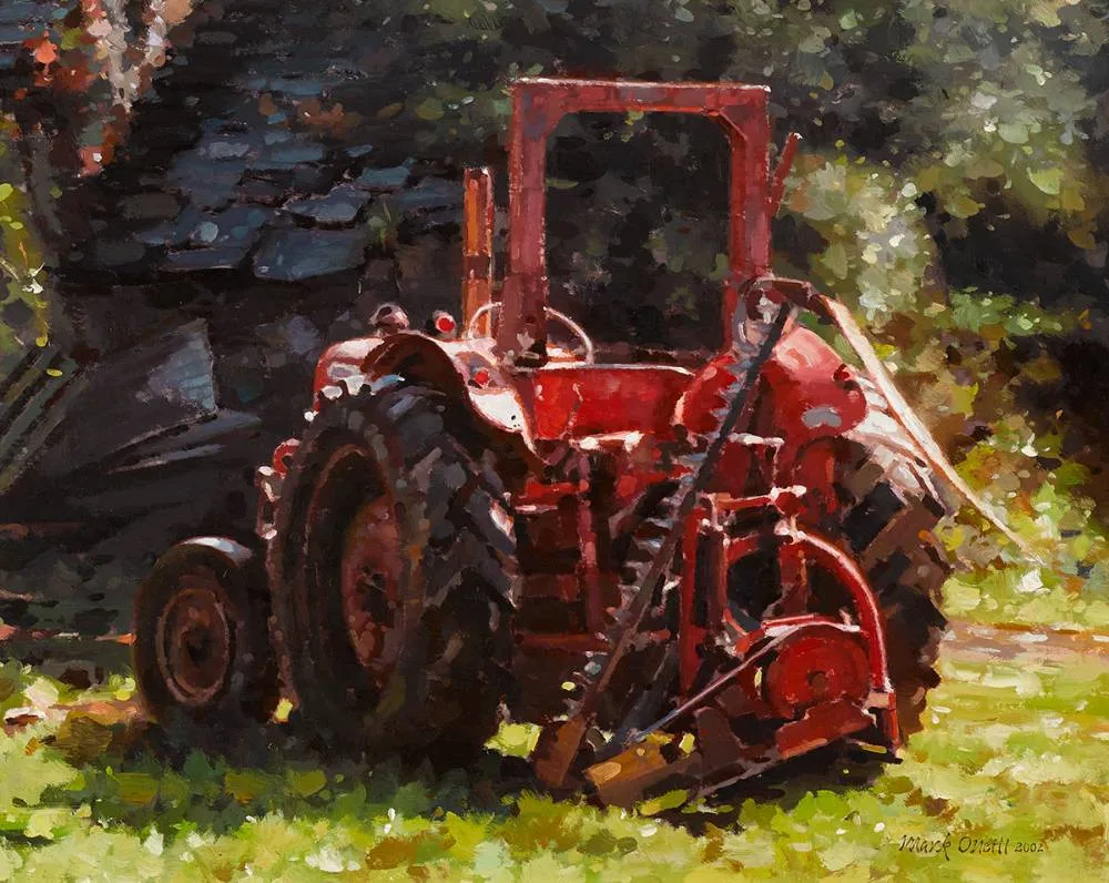 TRACTOR by Mark O'Neill, 2002, oil on board, sold Mar 2022