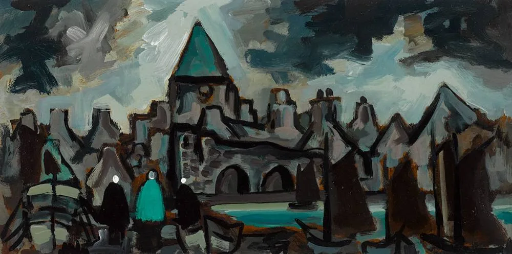 GALWAY NIGHTSCAPE by Markey Robinson, oil on board, sold Mar 2022