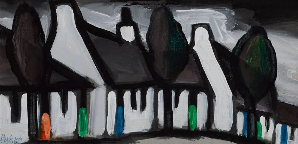 COTTAGES by Markey Robinson, gouache, sold Mar 2022