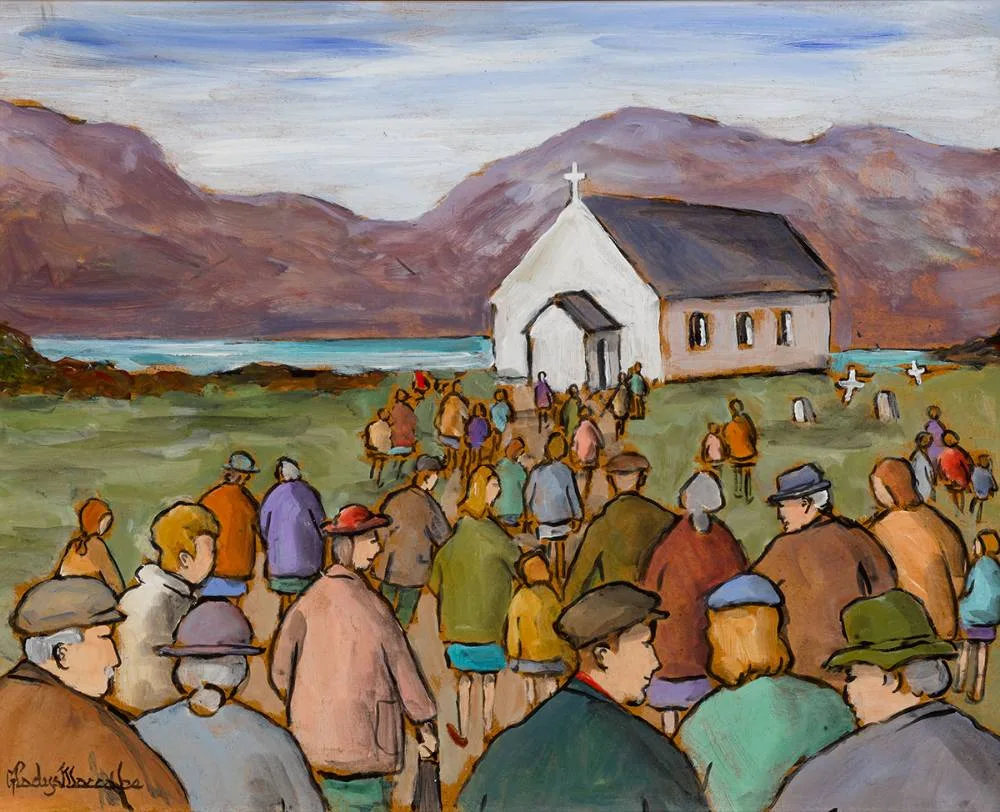GOING TO MASS by Gladys Maccabe, oil on board, sold Mar 2022
