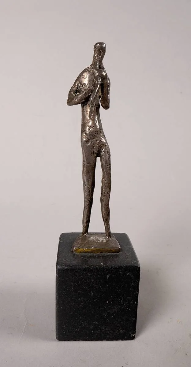PADDY MOLONEY by Edward Delaney, sterling silver on polished limestone base, sold Dec 2021