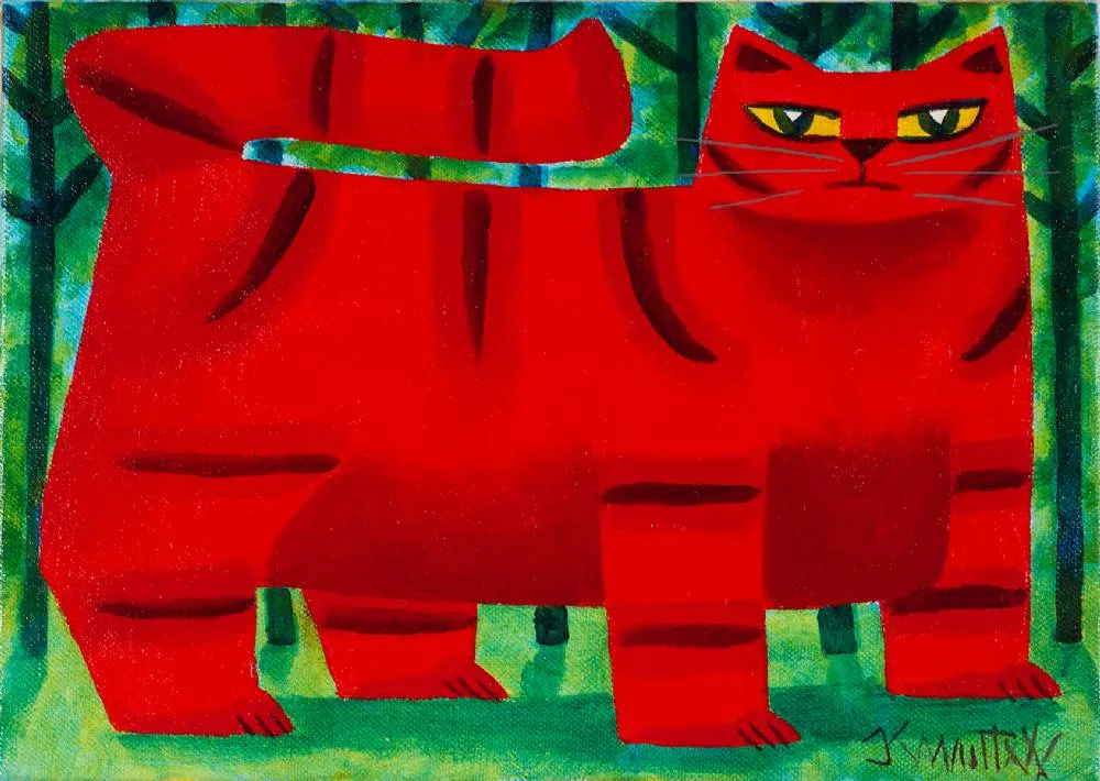 CAT by Graham Knuttel, oil on canvas, sold Dec 2021