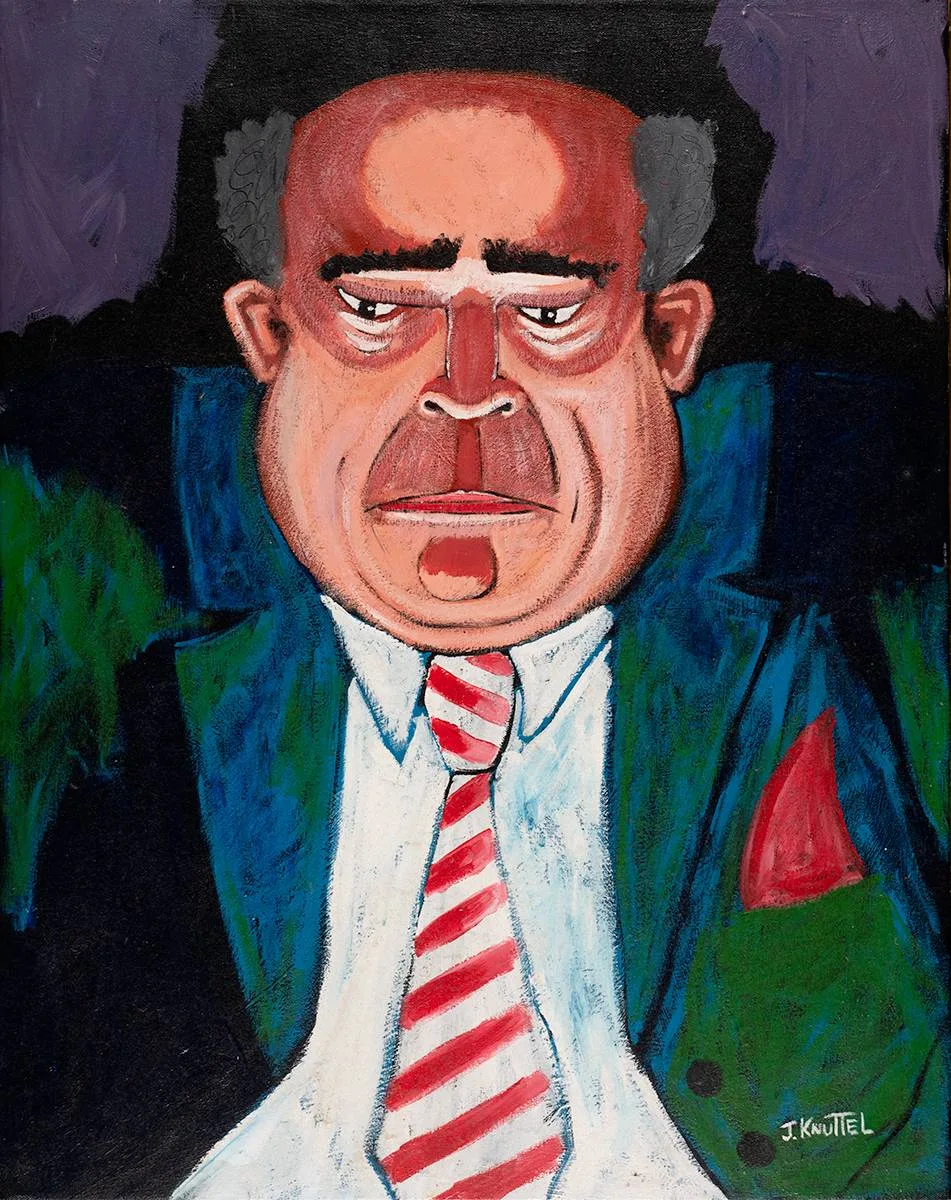 MALE FIGURE by Jonathan Knuttel, acrylic on canvas; (unframed), sold Dec 2021