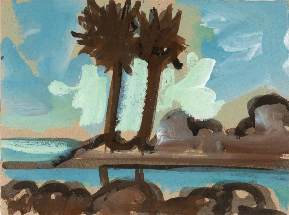 COASTAL SCENES (A PAIR) by Markey Robinson, gouache; (2), offered Dec 2021