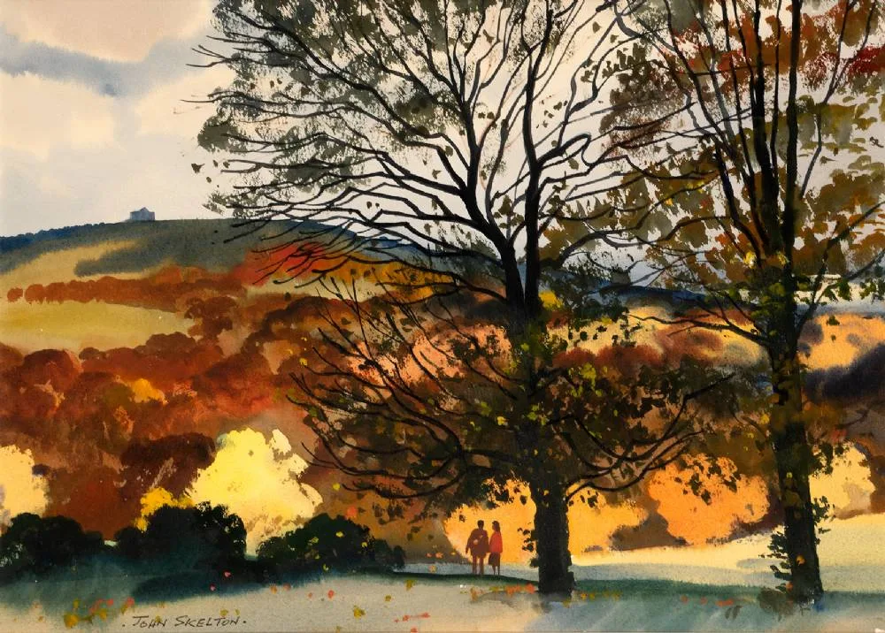 AUTUMNAL WALK by John Skelton, watercolour, sold Dec 2021
