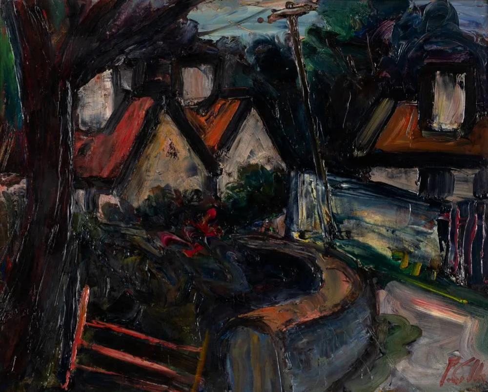 COTTAGES by Peter Collis, oil on board, sold Dec 2021