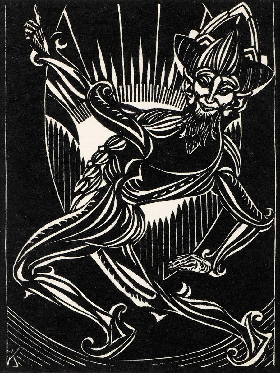 LEPRECHAUN by Harry Kernoff, woodcut, sold Dec 2021
