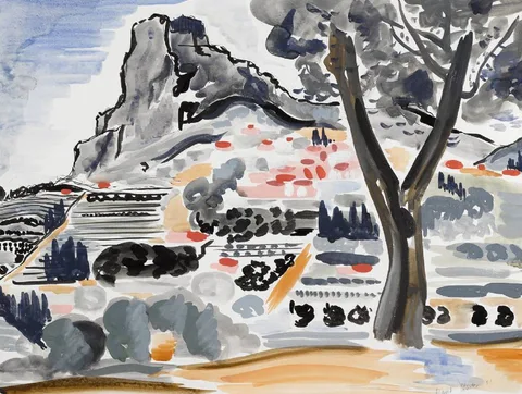 David Clarke, COL DE VENCE, 1951, gouache