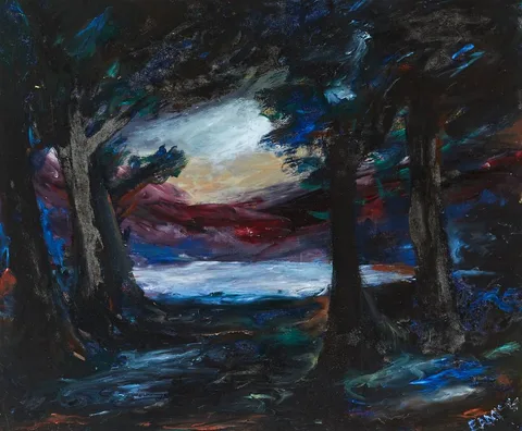 Senator Edward Augustine McGuire, MOONLIT WOODED LANDSCAPE, oil on canvas