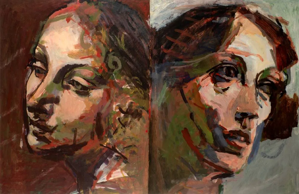 Joseph O'Connor, TWO HEADS, oil on board